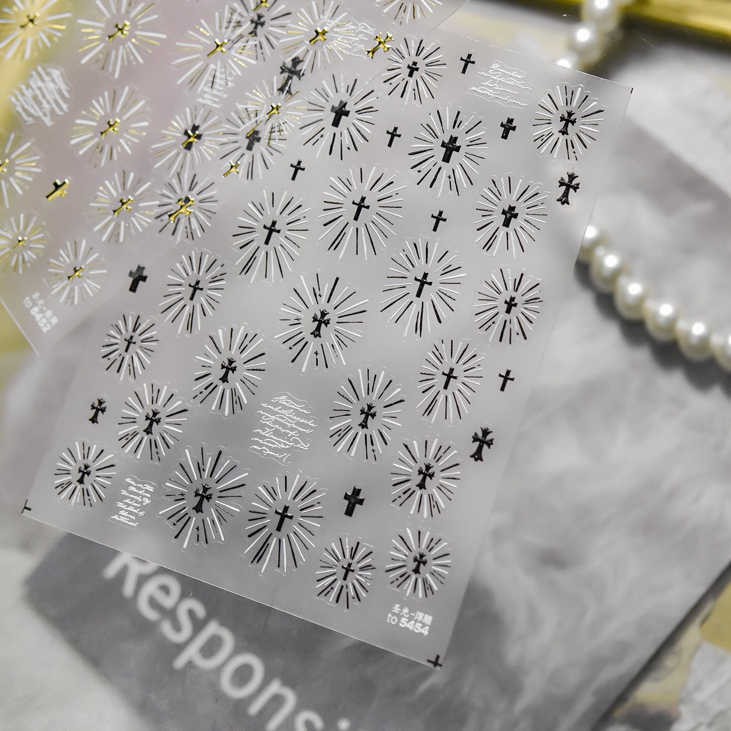 Hello Claws | Holy Light Black & White Nail Deco Sticker