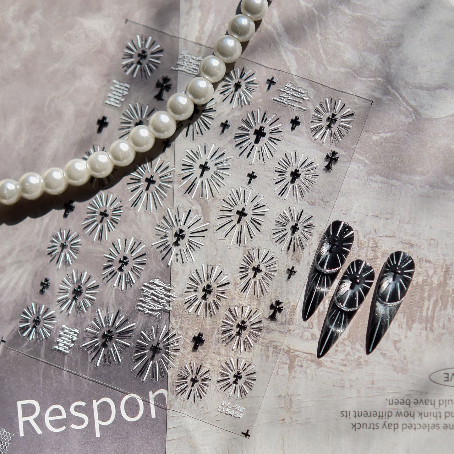 Hello Claws | Holy Light Black & White Nail Deco Sticker