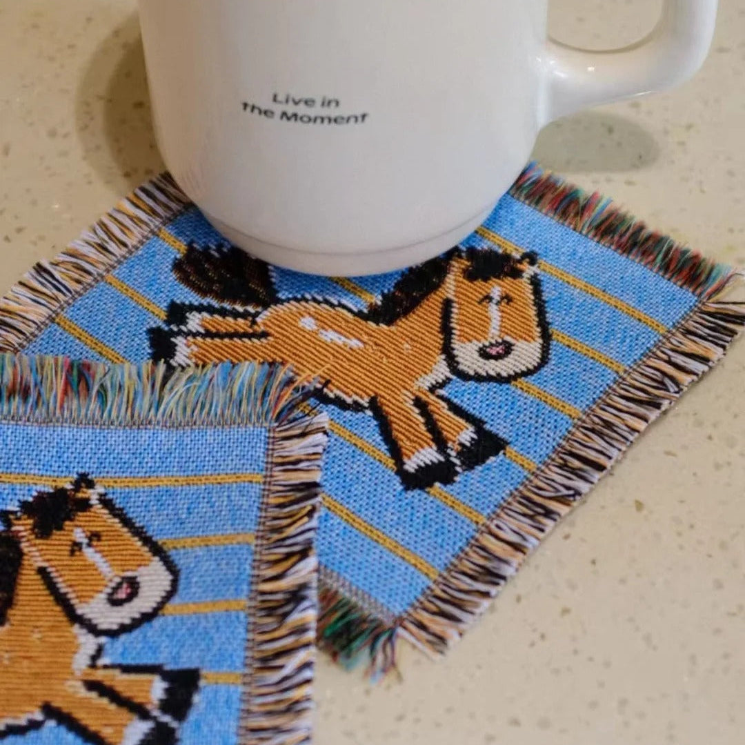 Fickle Plan | Galloping Horse Woven Tapestry Coaster