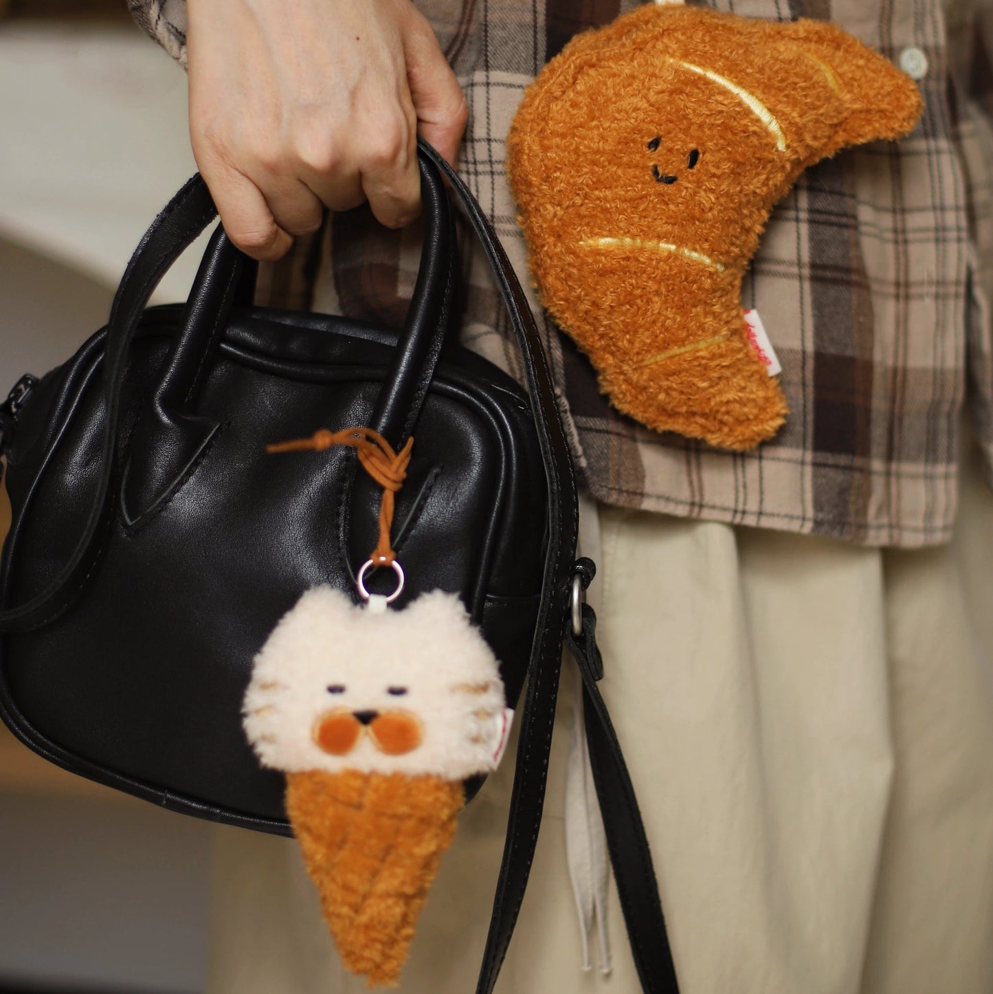 Daily White | George Kitty Ice Cream Cone Plush Charm