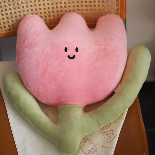 Daily White | Pink Tulip Plush Pillow