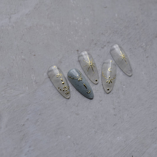 Hello Claws | Moon And Star Gold Silver Nail Deco Sticker 