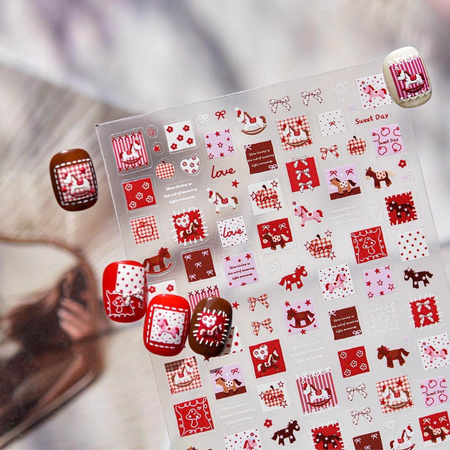 Hello Claws | Red Pony Nail Deco Sticker