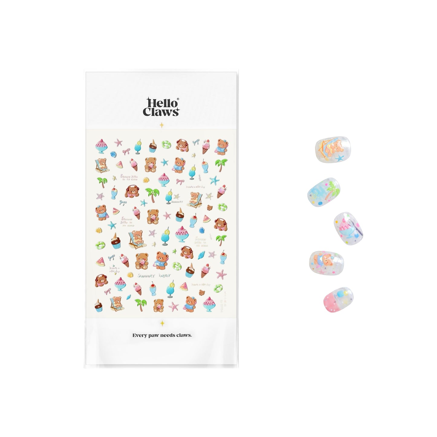 Hello Claws | Summer Bear Beach Party Nail Deco Sticker 