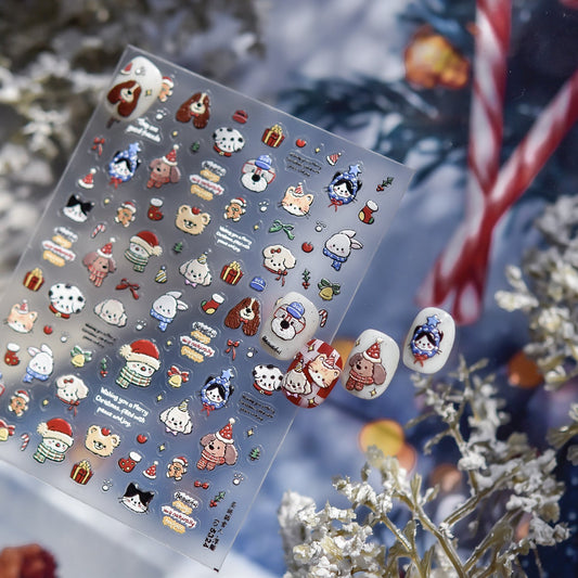Hello Claws | Christmas Puppy And Kitty Nail Deco Sticker 