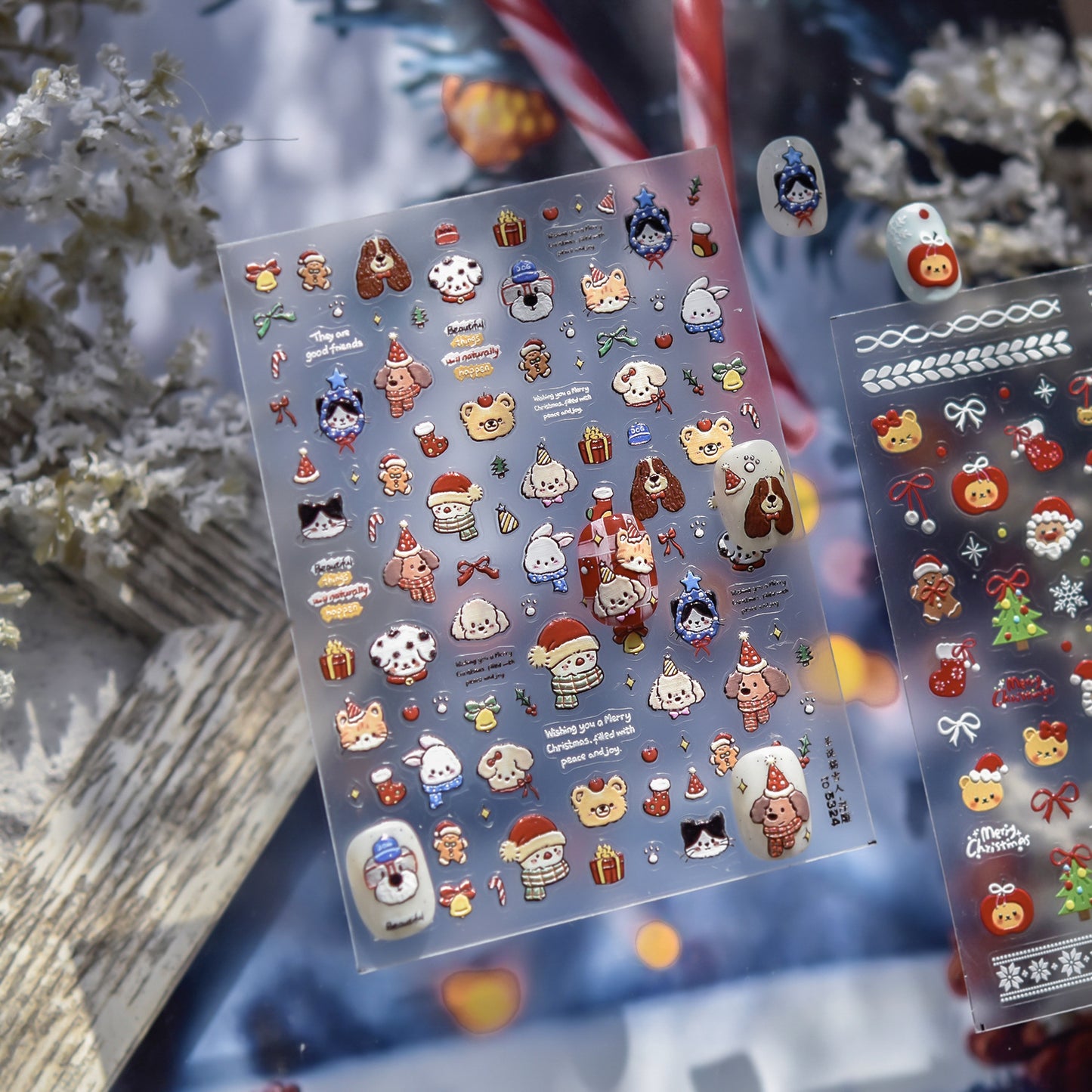 Hello Claws | Christmas Puppy And Kitty Nail Deco Sticker