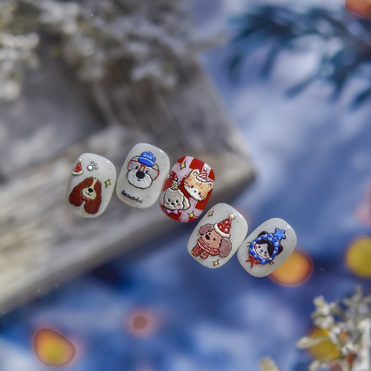 Hello Claws | Christmas Puppy And Kitty Nail Deco Sticker