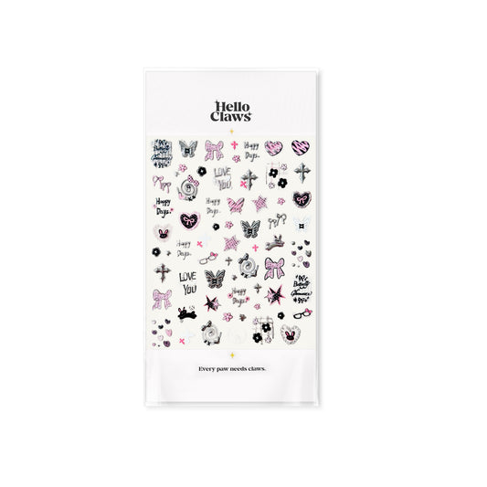 Hello Claws | Black Pink Graffiti Nail Deco Sticker