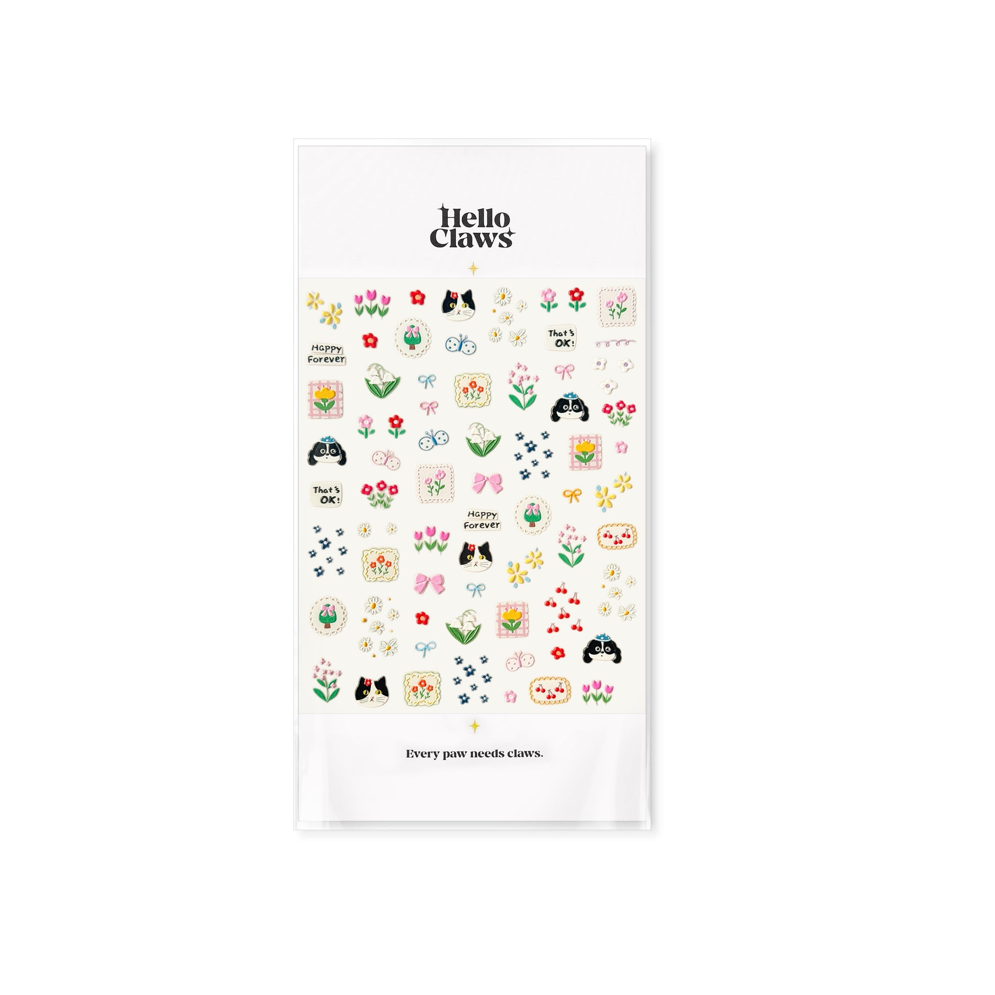 Hello Claws | Kitty Puppy And Flower Nail Deco Sticker 