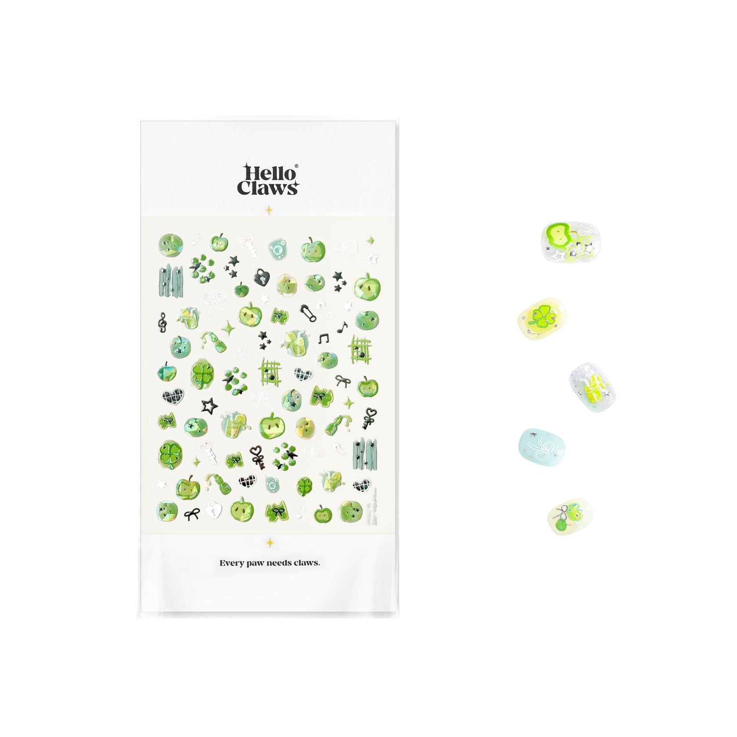 Hello Claws | Silver Green Apple Nail Deco Sticker 
