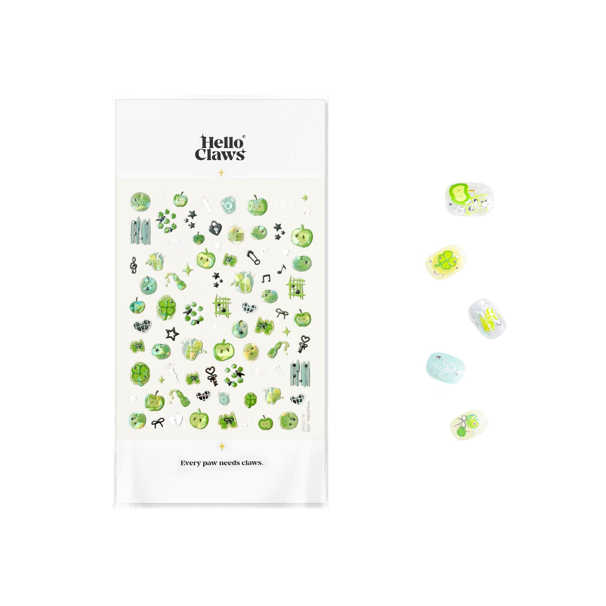 Hello Claws | Silver Green Apple Nail Deco Sticker 