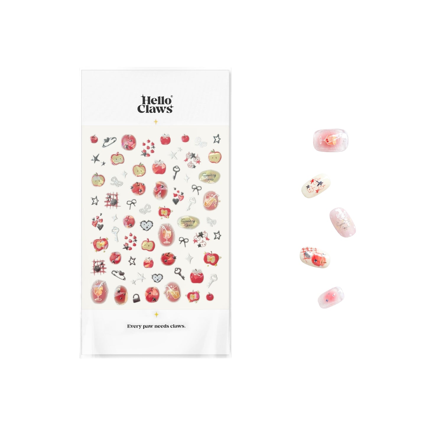 Hello Claws | Silver Red Apple Nail Deco Sticker 
