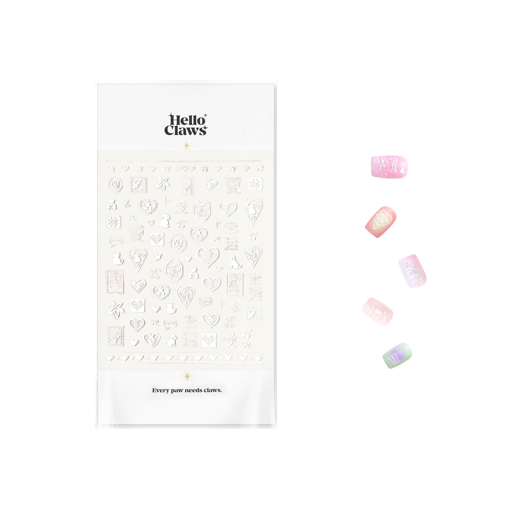 Hello Claws | Pixel-art Style White Luck Nail Deco Sticker 