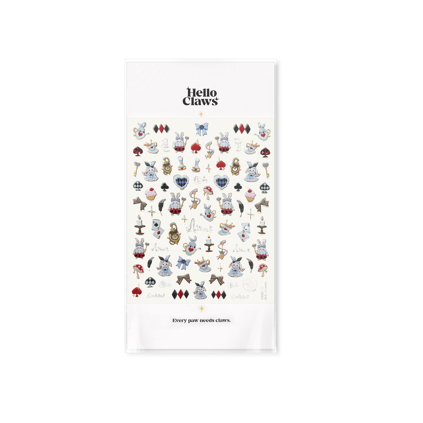 Sheet of stickers with various small illustrations on a white background