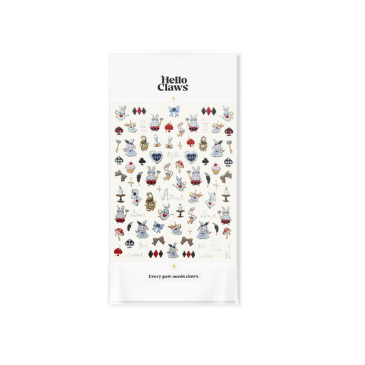 Sheet of stickers with various small illustrations on a white background