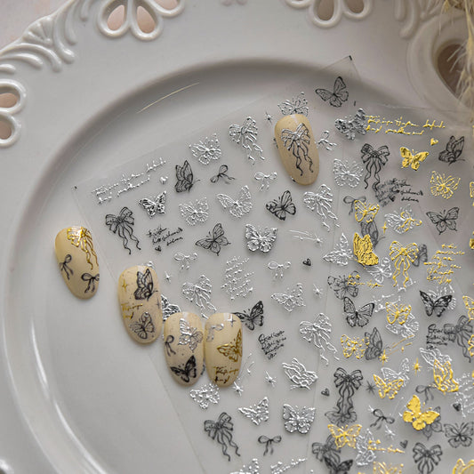 Hello Claws | Butterfly And Bowknot Hot Stamping Nail Deco Sticker 