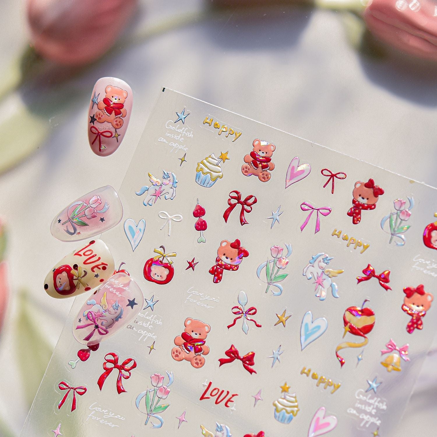 Hello Claws | Bear Apple Cake Nail Deco Sticker 