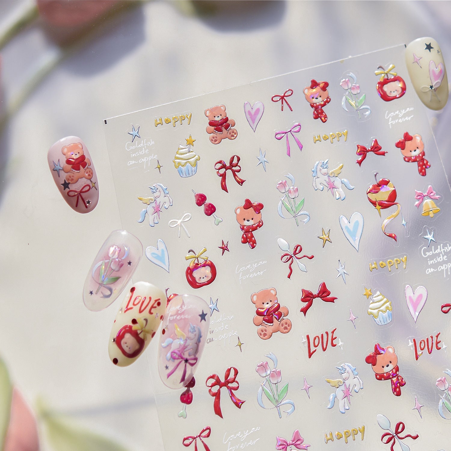 Hello Claws | Bear Apple Cake Nail Deco Sticker 