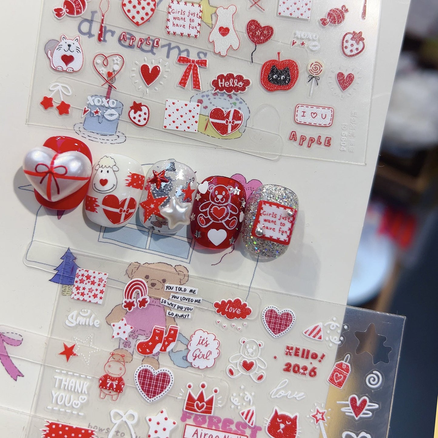 Hello Claws | Red Graffiti Nail Deco Sticker 