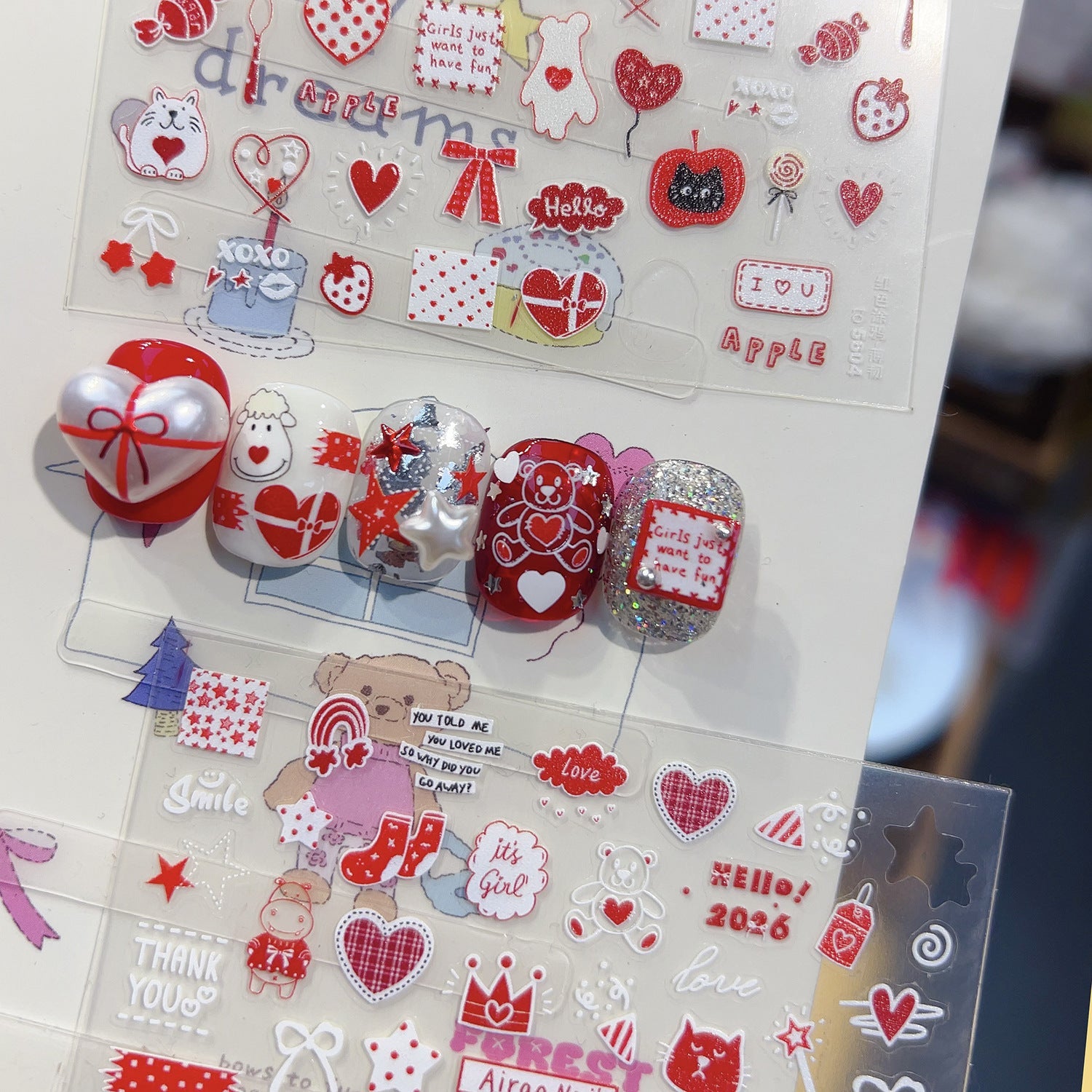 Hello Claws | Red Graffiti Nail Deco Sticker 