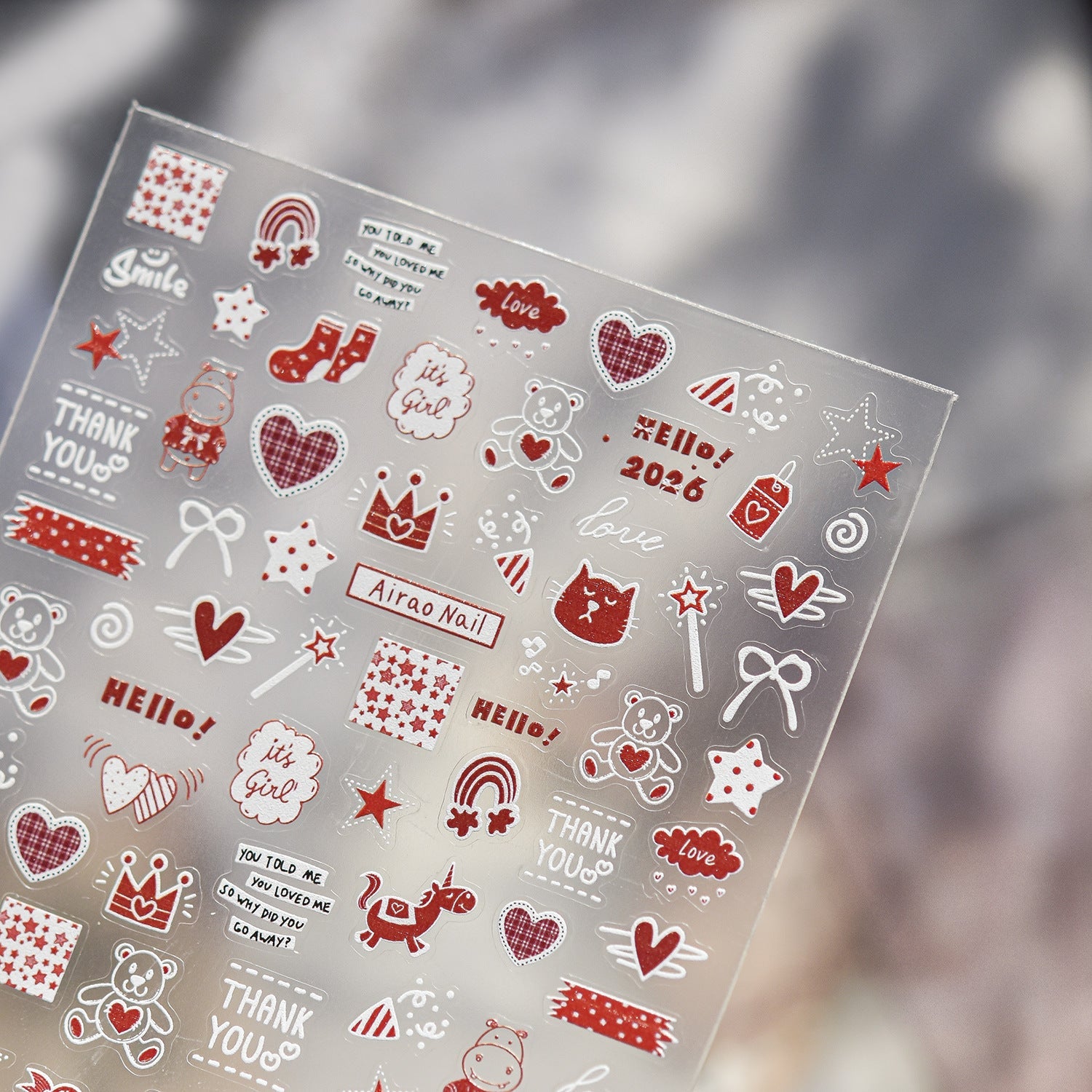 Hello Claws | Red Graffiti Nail Deco Sticker 