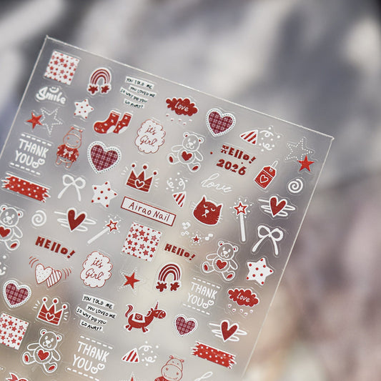 Hello Claws | Red Graffiti Nail Deco Sticker 
