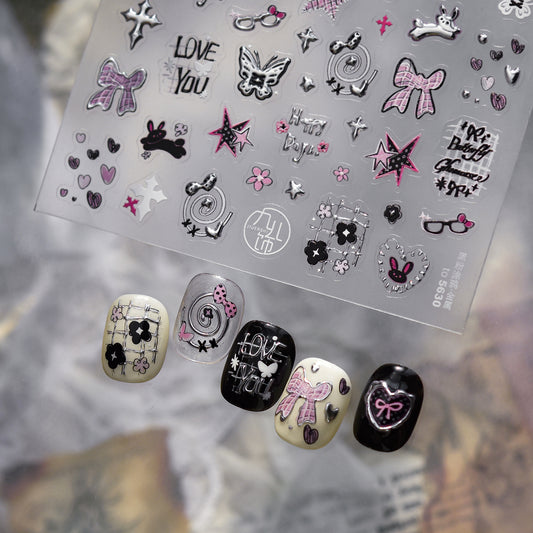 Hello Claws | Black Pink Graffiti Nail Deco Sticker