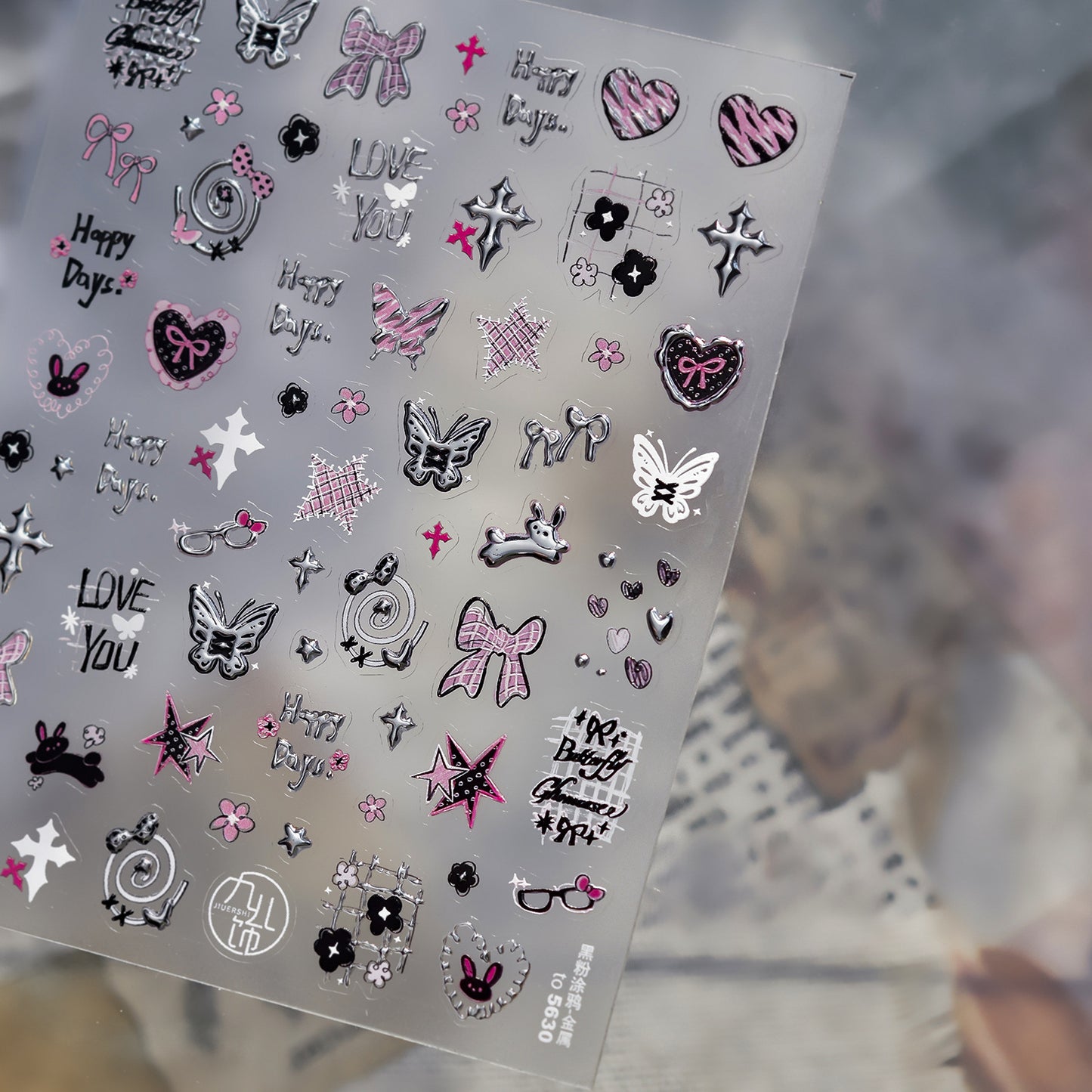 Hello Claws | Black Pink Graffiti Nail Deco Sticker