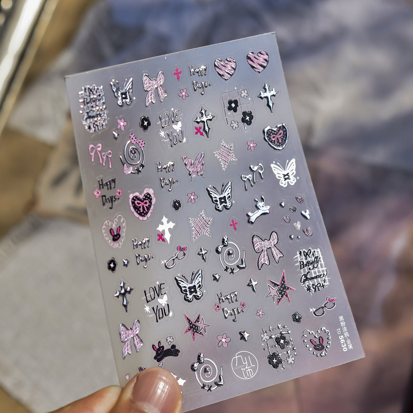 Hello Claws | Black Pink Graffiti Nail Deco Sticker