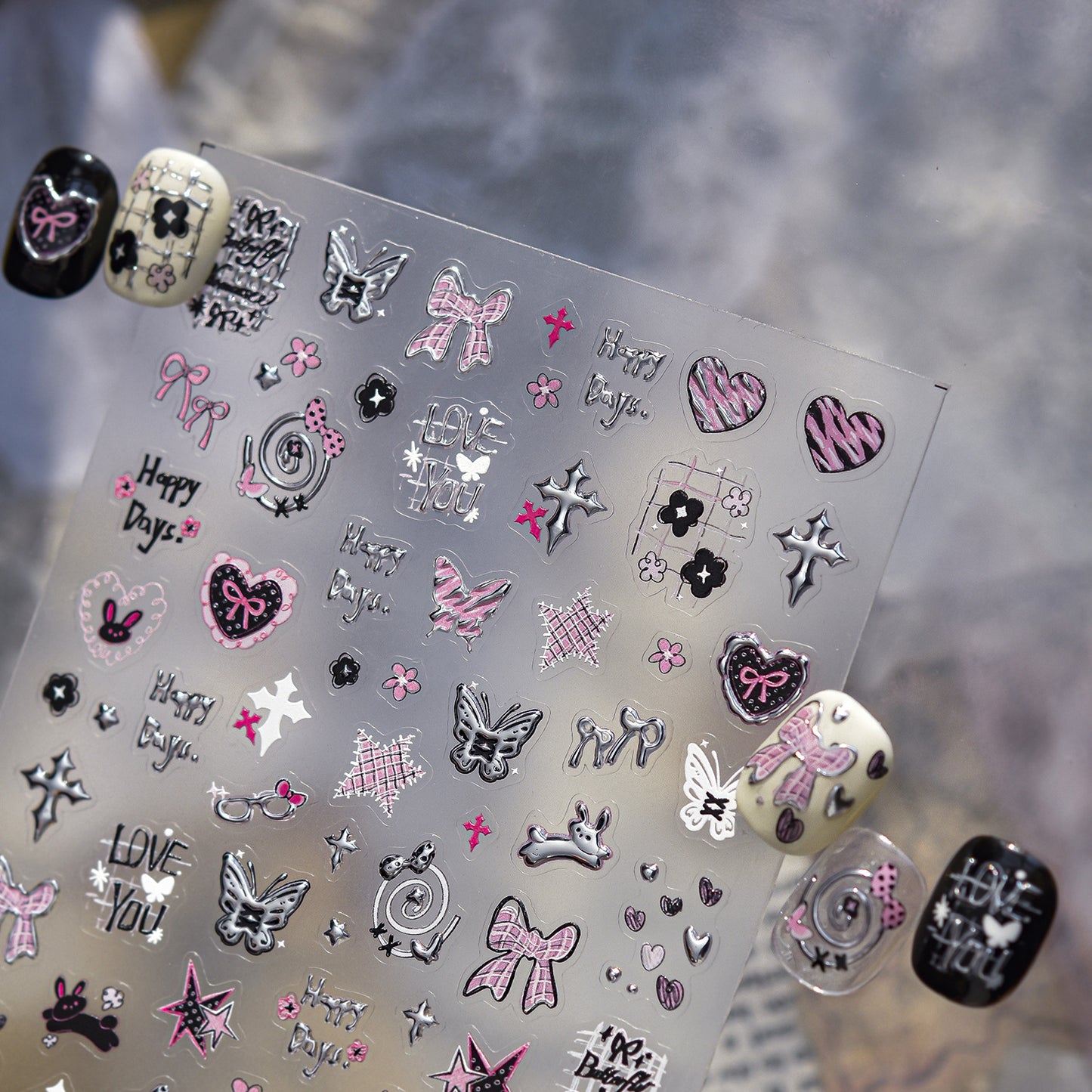 Hello Claws | Black Pink Graffiti Nail Deco Sticker