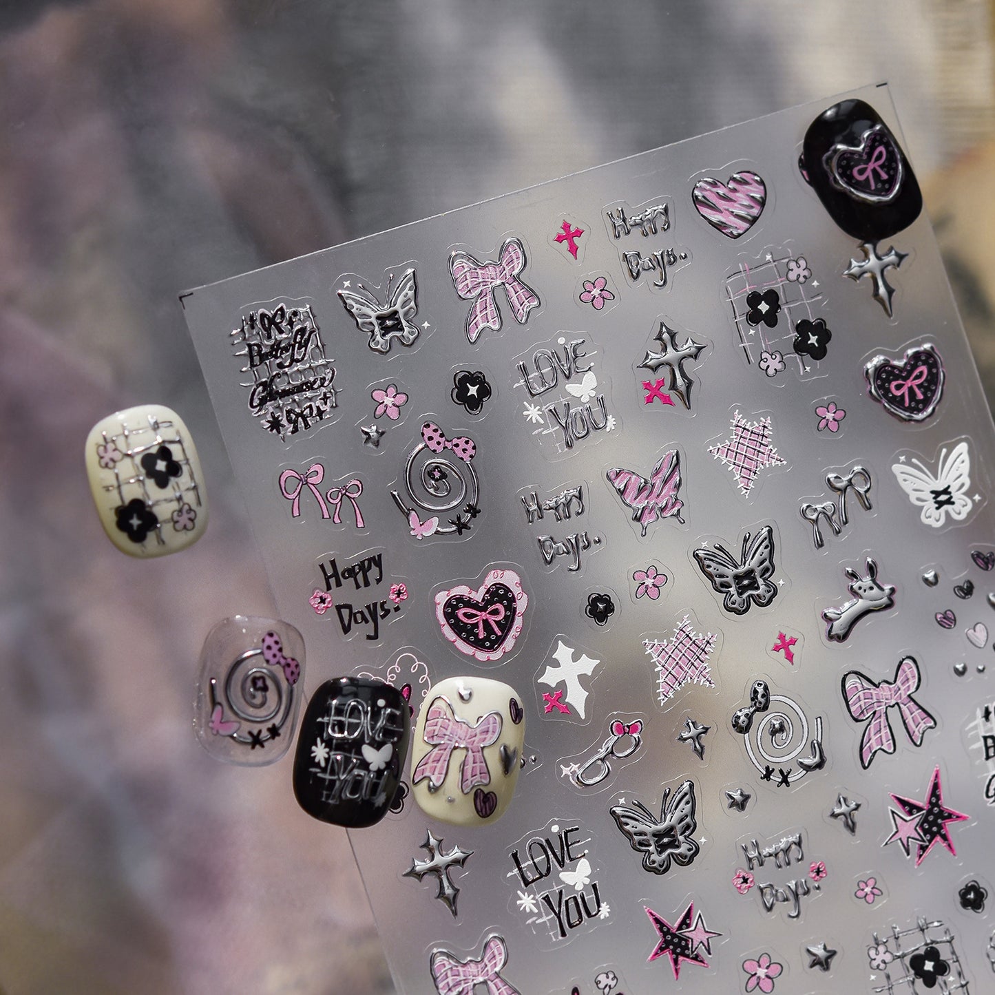 Hello Claws | Black Pink Graffiti Nail Deco Sticker