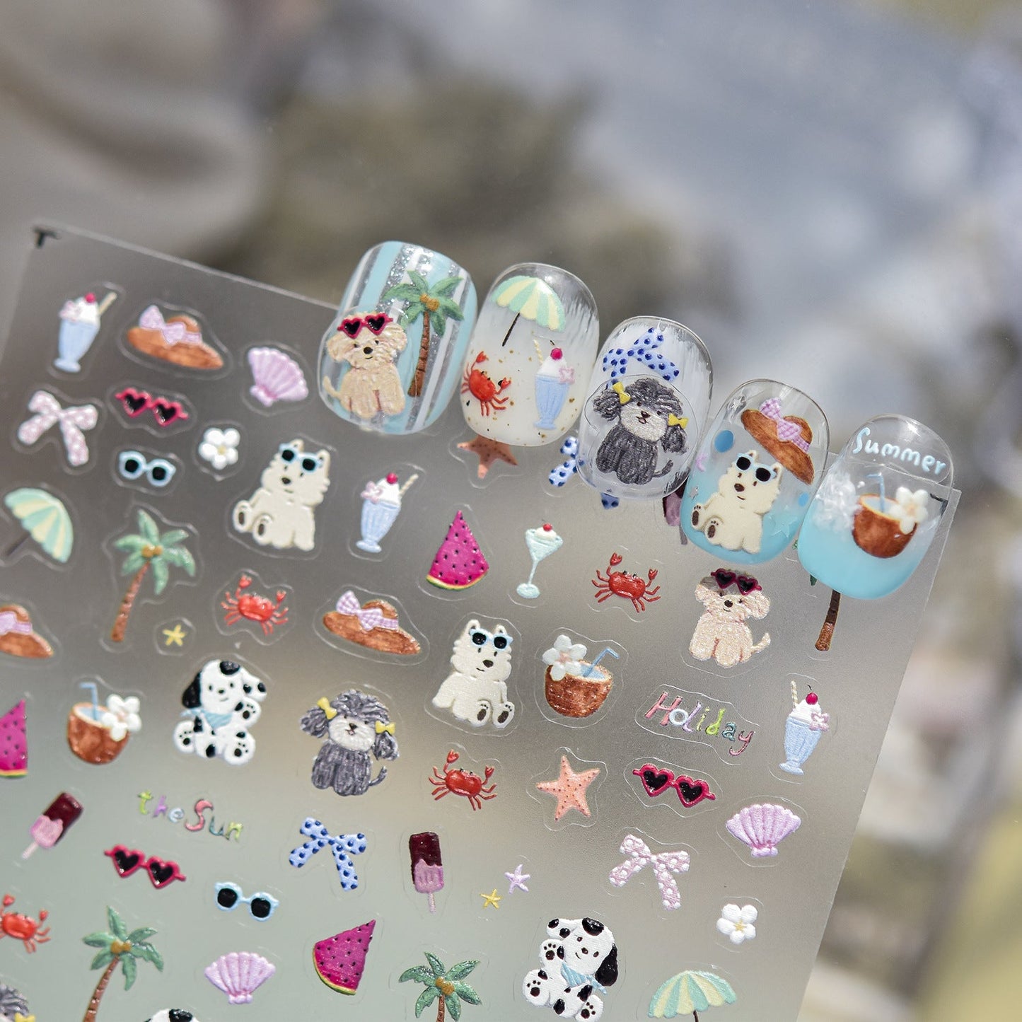 Hello Claws | Pink Puppy Summer Party  Nail Deco Sticker 