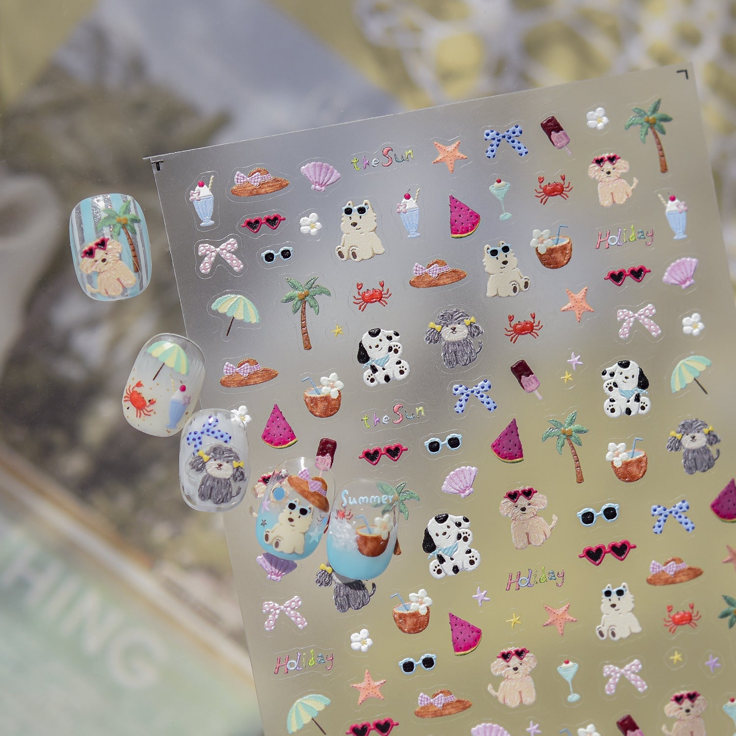 Hello Claws | Pink Puppy Summer Party  Nail Deco Sticker 