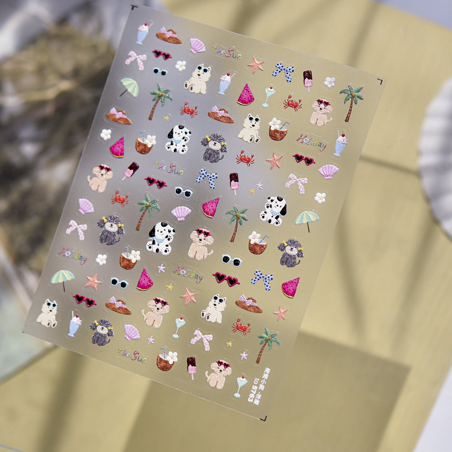 Hello Claws | Pink Puppy Summer Party  Nail Deco Sticker 