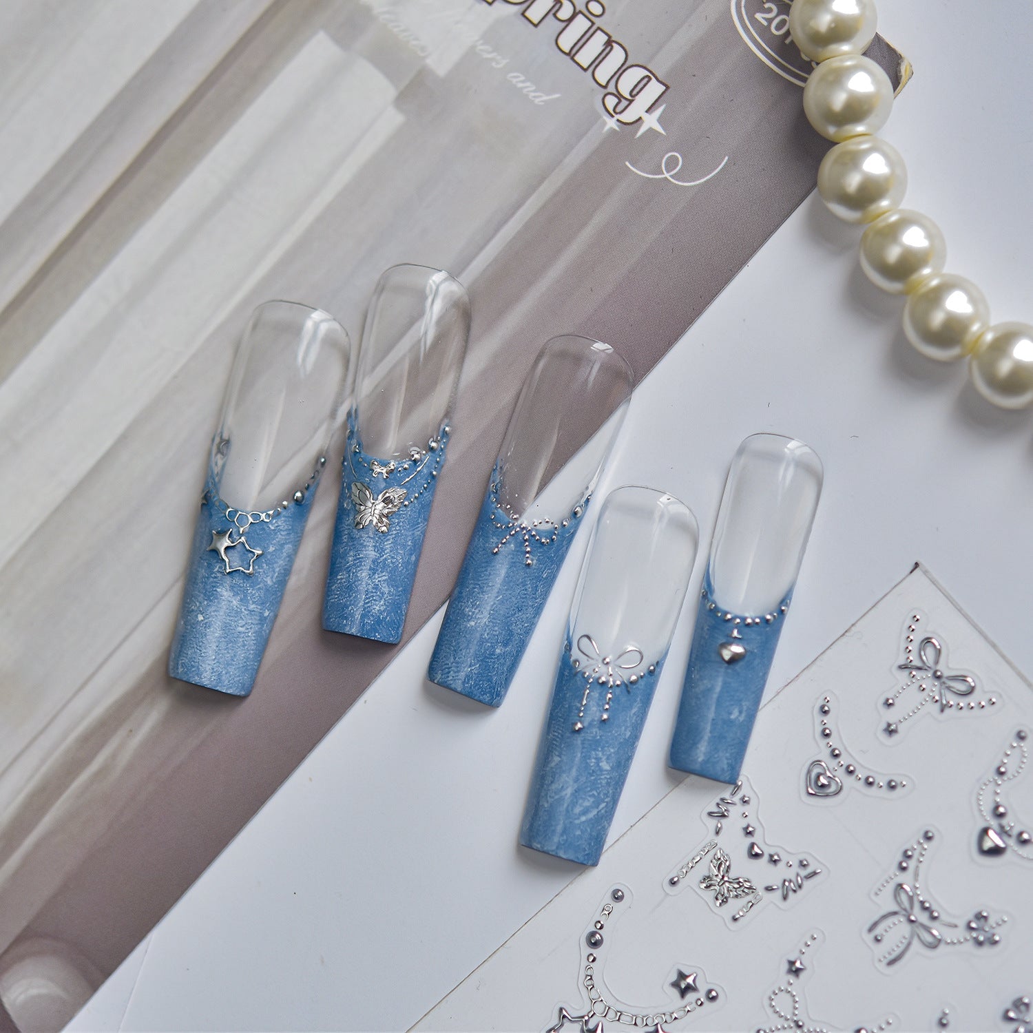 Hello Claws | Silver French-style Necklace Nail Deco Sticker 
