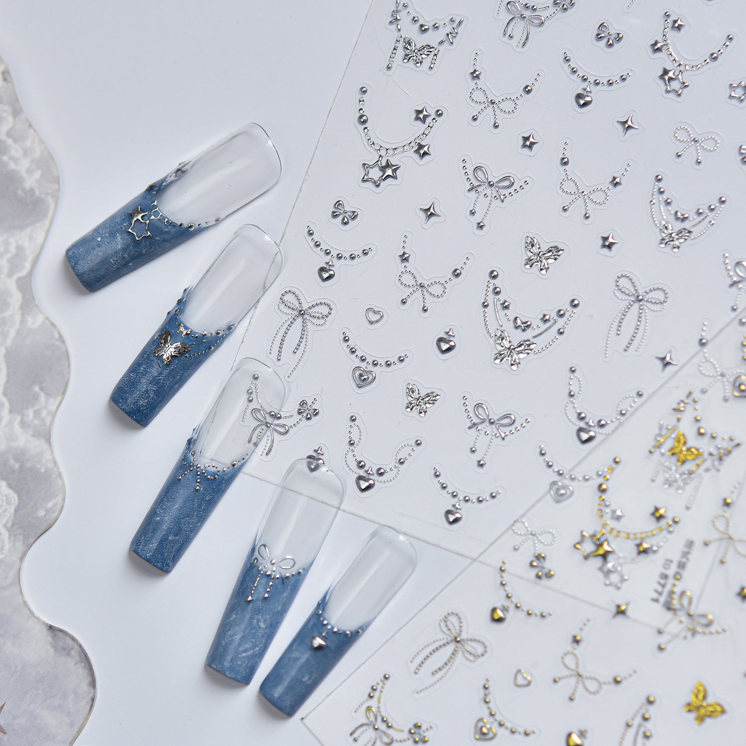 Hello Claws | Silver French-style Necklace Nail Deco Sticker 