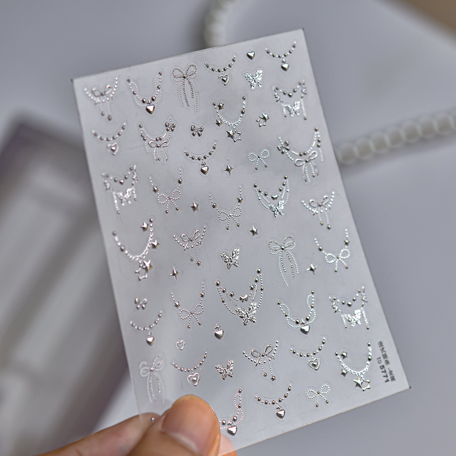 Hello Claws | Silver French-style Necklace Nail Deco Sticker 