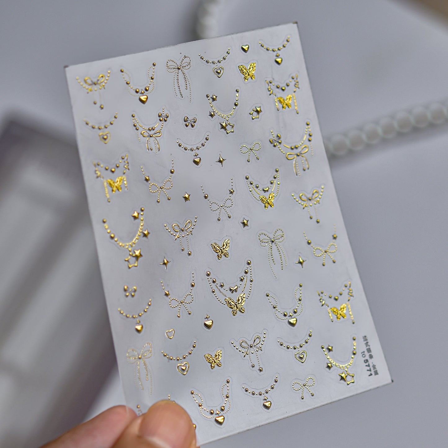 Hello Claws | Gold French-style Necklace Nail Deco Sticker 