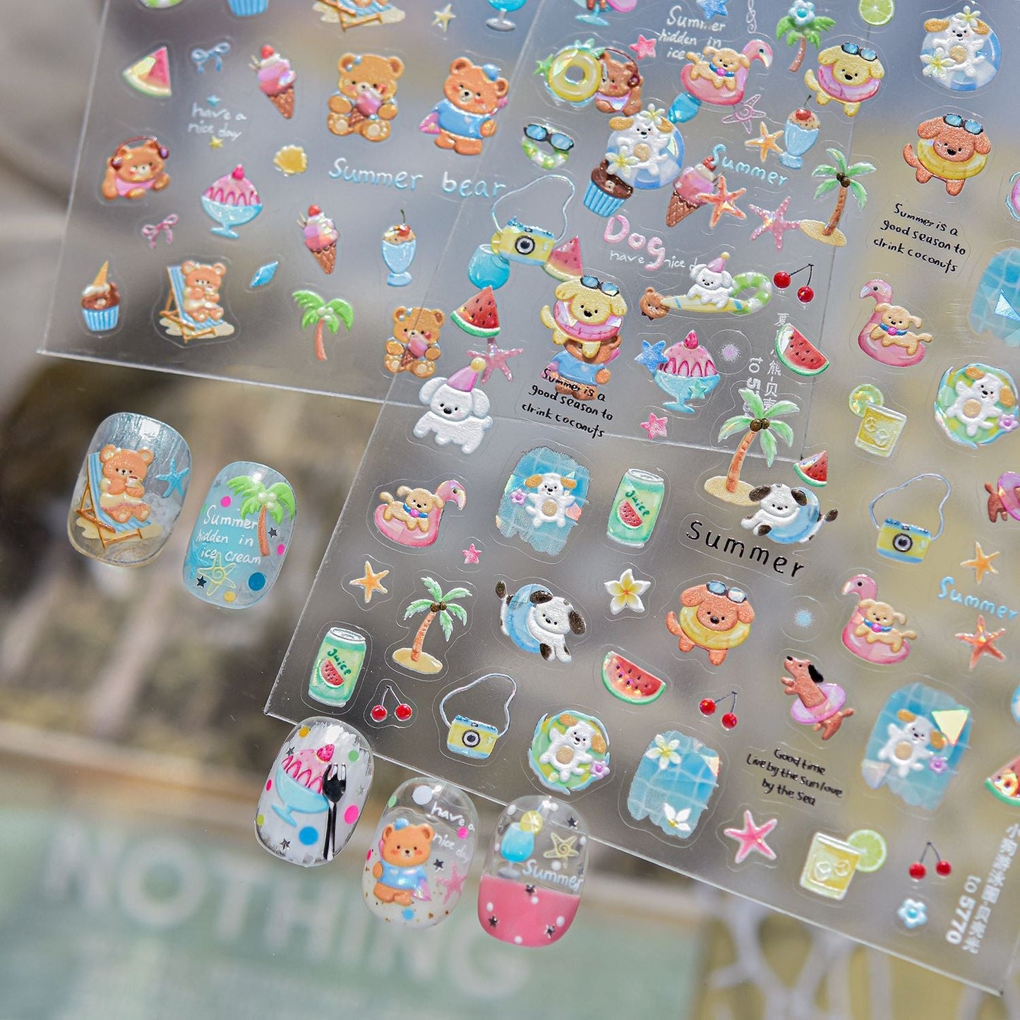 Hello Claws | Summer Bear Beach Party Nail Deco Sticker 