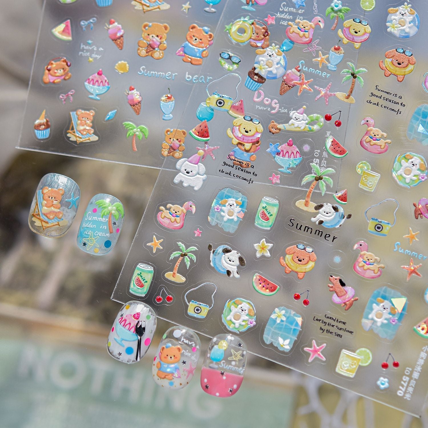 Hello Claws | Summer Bear Beach Party Nail Deco Sticker 