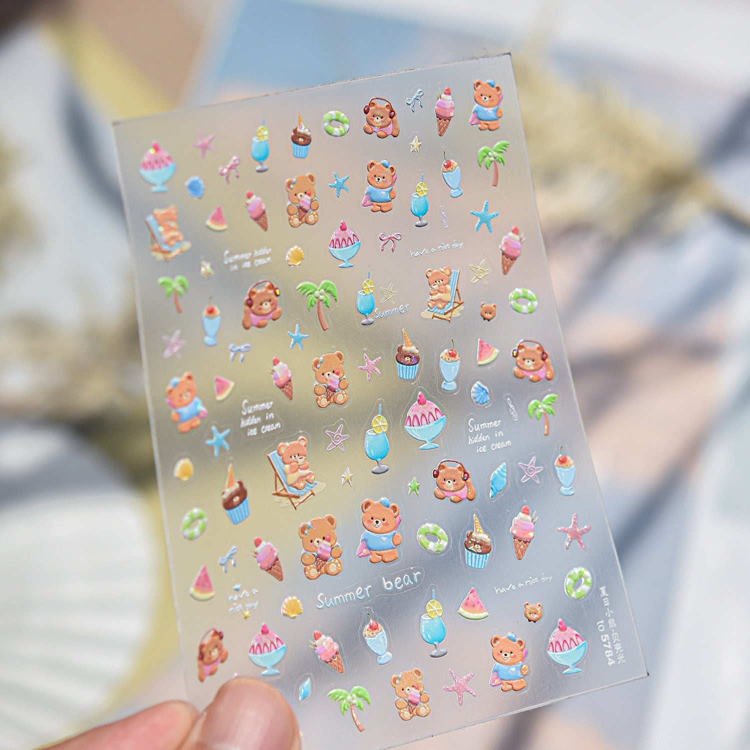 Hello Claws | Summer Bear Beach Party Nail Deco Sticker 
