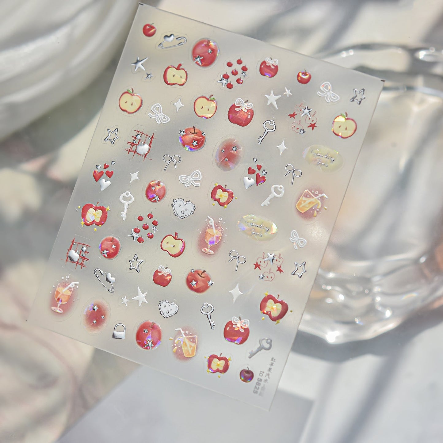 Hello Claws | Silver Red Apple Nail Deco Sticker 