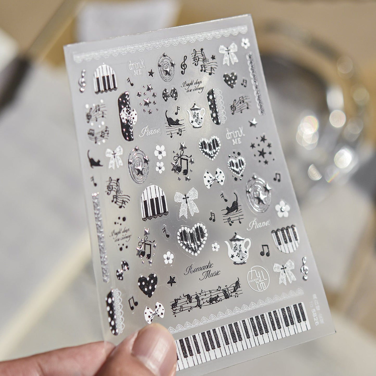 Hello Claws | Edgy-cute Style Black White Musical Note Nail Deco Sticker 