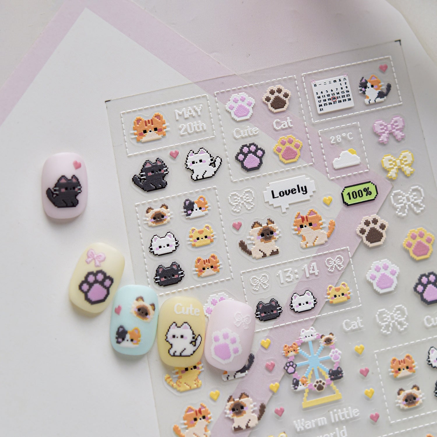 Hello Claws | Pixel-art Style Lovely Kitty Puppy Nail Deco Sticker 
