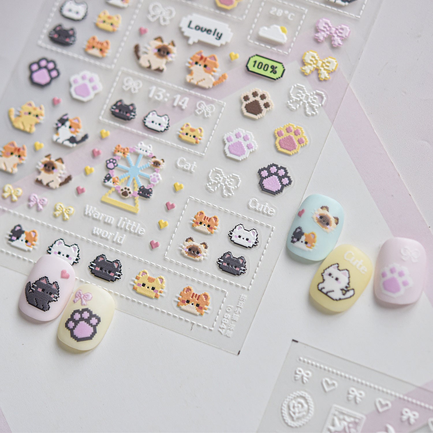 Hello Claws | Pixel-art Style Lovely Kitty Puppy Nail Deco Sticker 