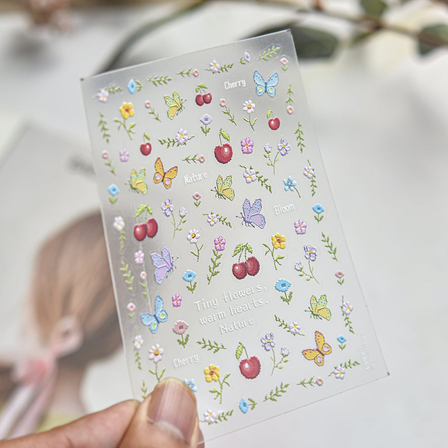 Hello Claws | Pixel-art Style Flower Butterfly Nail Deco Sticker 