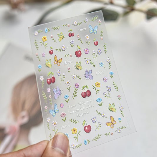 Hello Claws | Pixel-art Style Flower Butterfly Nail Deco Sticker 
