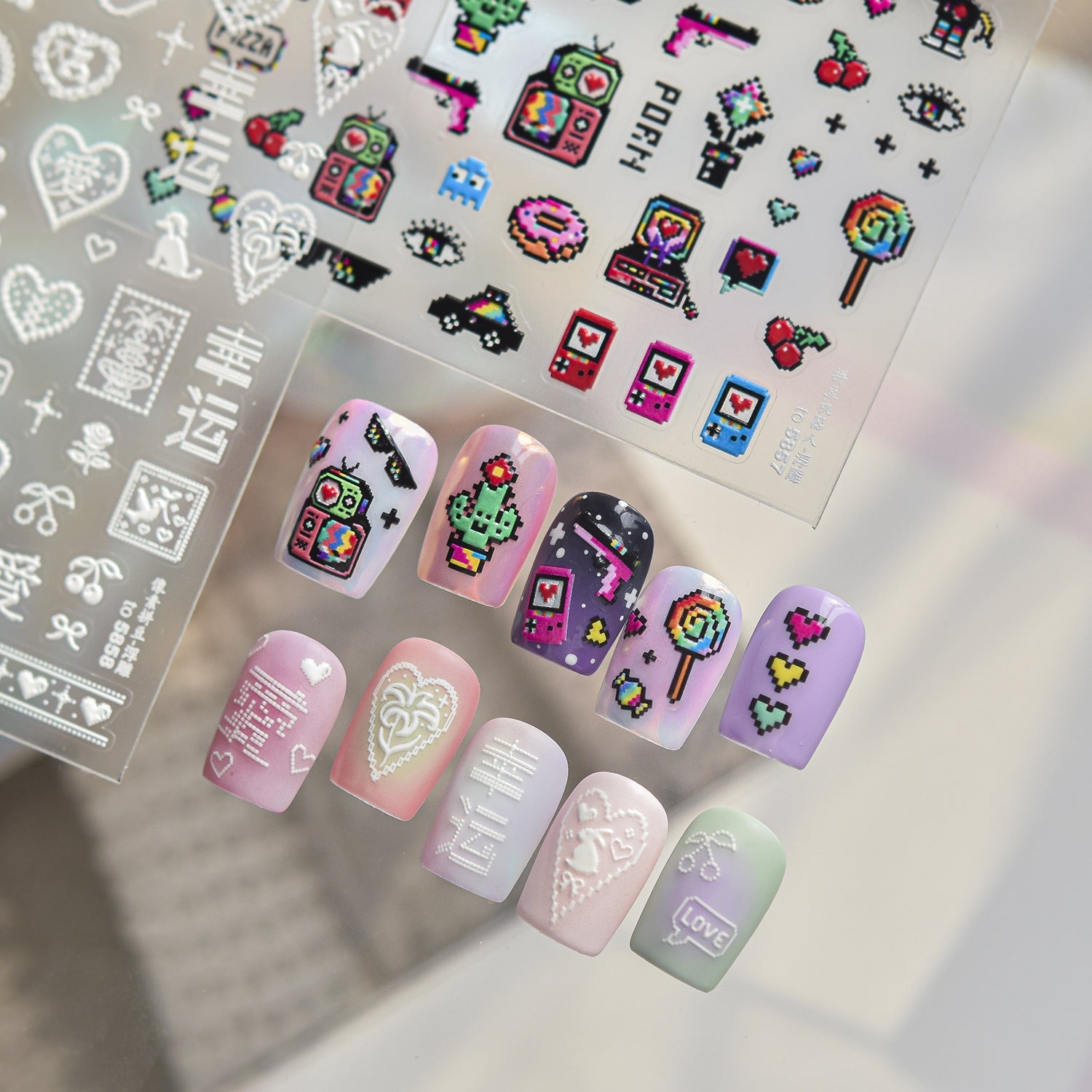 Hello Claws | Pixel-art Style Cartoon Nail Deco Sticker 