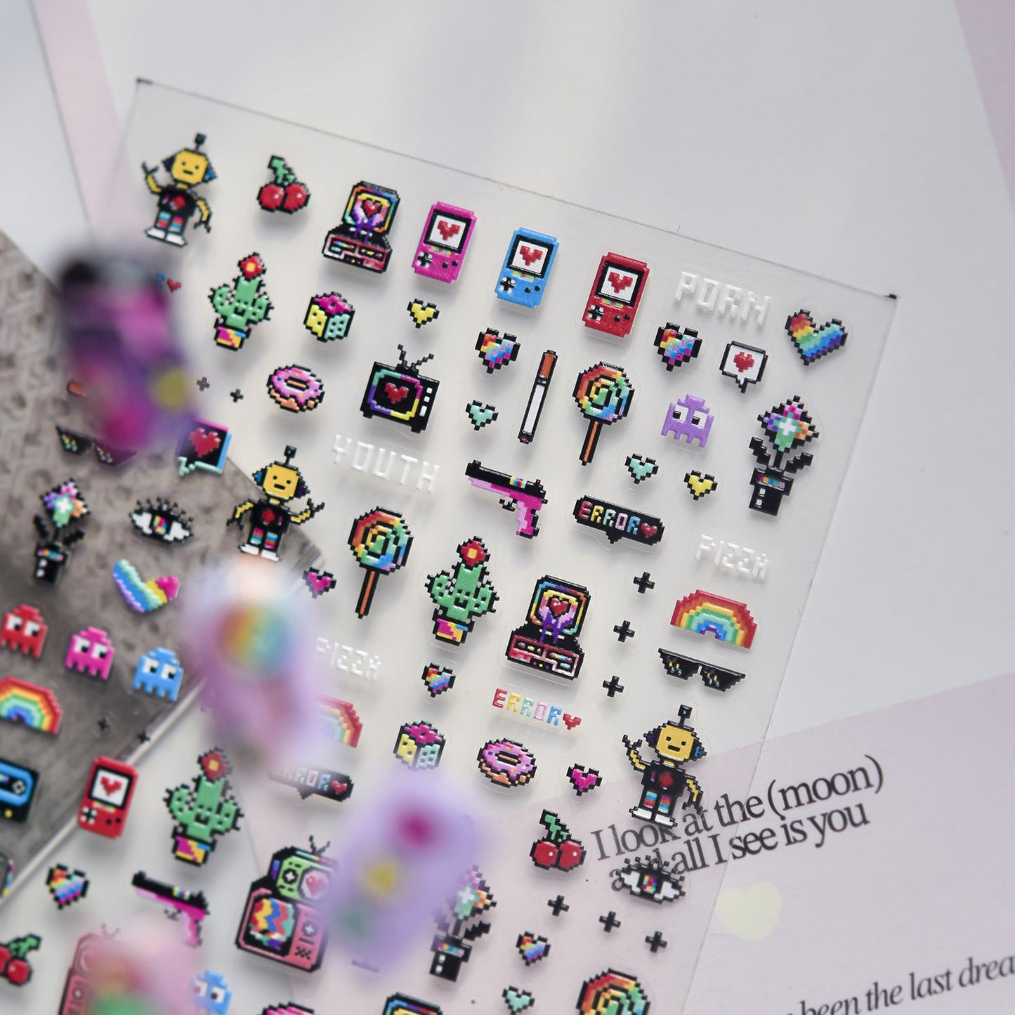 Hello Claws | Pixel-art Style Cartoon Nail Deco Sticker 