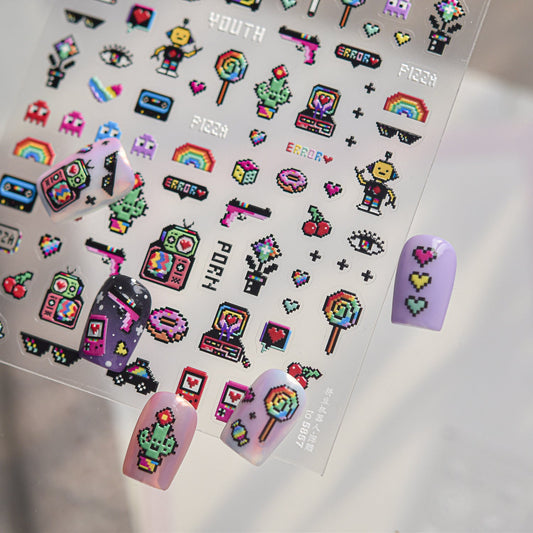 Hello Claws | Pixel-art Style Cartoon Nail Deco Sticker 